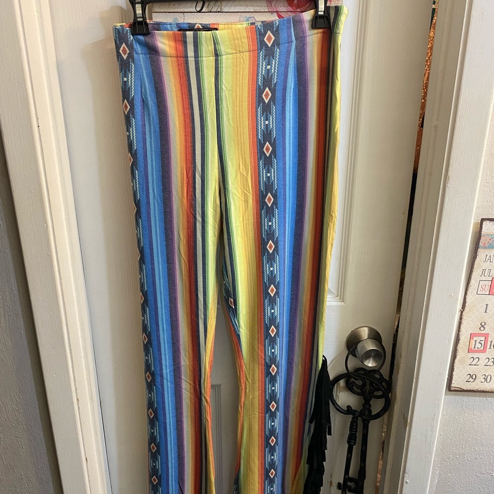L&B flare pants with side fringe